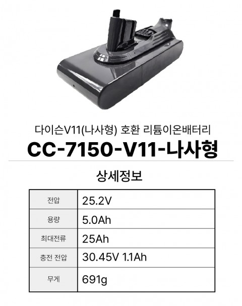 다이슨V11(나사형) 호환배터리 CC-7150-나사형