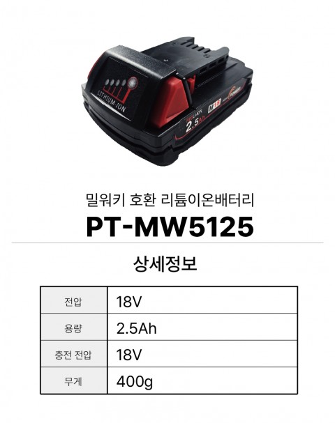 밀워키 호환배터리 PT-MW5125
